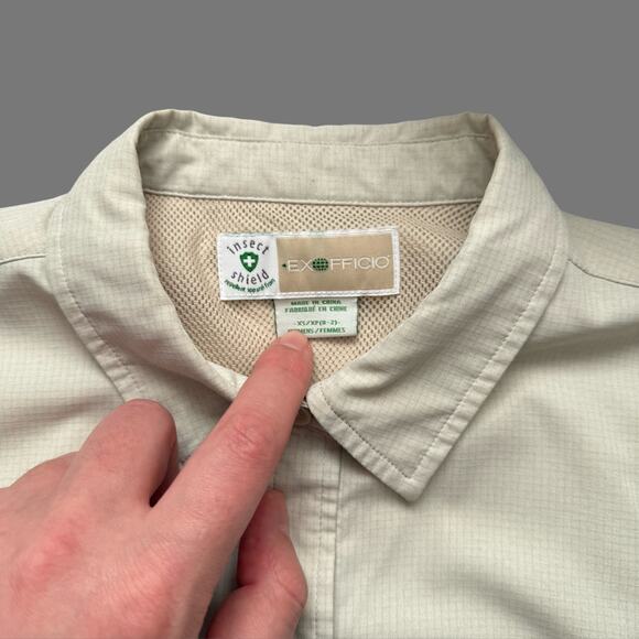 ExOfficio Insect Shield Tan Khaki LS Button Up Shirt Women’s XS GUC - Picture 3 of 6